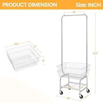 Topeakmart Versatile Rolling Laundry Basket and Rack