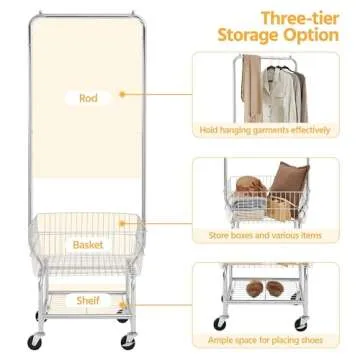 Topeakmart Versatile Rolling Laundry Basket and Rack
