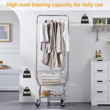 Topeakmart Versatile Rolling Laundry Basket and Rack