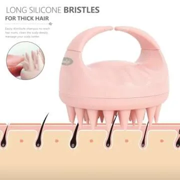 Sndyi Scalp Massager Shampoo Brush, Scalp Scrubber with Soft Silicone Bristles, Scalp Exfoliator for Dandruff Removal, Scalp Massager for Hair Growth, Wet Dry Hair Brush for Scalp Care, Pink