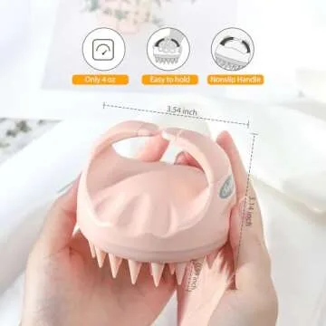 Sndyi Scalp Massager Shampoo Brush, Scalp Scrubber with Soft Silicone Bristles, Scalp Exfoliator for Dandruff Removal, Scalp Massager for Hair Growth, Wet Dry Hair Brush for Scalp Care, Pink
