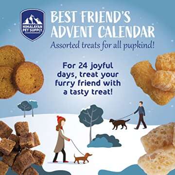 Himalayan Dog Chew 24 Joyful Days Dog Advent Calendar, 24 Tasty Dogs Treats for All Breeds, Himalayan Cheese Treats, Cookie Treats, Freeze Dried Whole Meat Treats
