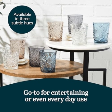 Libbey Hobstar Double Old Fashioned Glasses, Clear Cut Glass Drinking Glasses Set of 4, Durable, Vintage Whiskey Glasses for Cocktail, Drinks and More