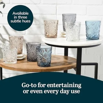 Libbey Hobstar Double Old Fashioned Glasses, Clear Cut Glass Drinking Glasses Set of 4, Durable, Vintage Whiskey Glasses for Cocktail, Drinks and More