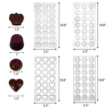 ZEAYEA 4 Pack 87 Grids Polycarbonate Chocolate Mold, Candy Making Mold, DIY Mold Cookie Tray for Mou...
