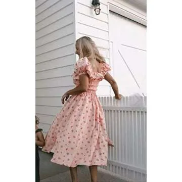 R.Vivimos Women’s Floral Print Midi Dress for Summer