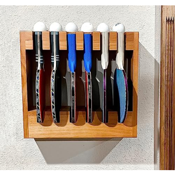Ping Pong Paddle Storage Rack, Table Tennis Racket Display Wall Mounted Holder for 6 Rackets and Bal...