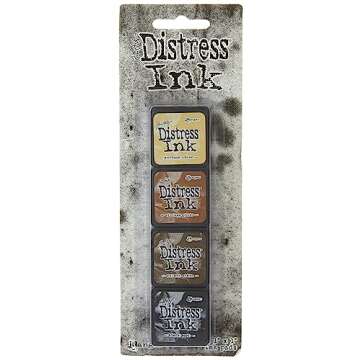 Ranger THoltz Ink Set 3 Tim Holtz Distress InkSet, Mini (Four 1x1 inch Pads), Antique Linen, Vintage...