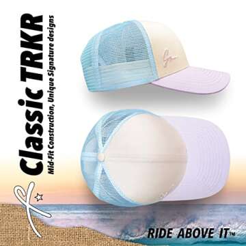 Grace Folly Beach Trucker Hats for Women- Snapback Baseball Cap for Summer (Classic Blue & Lavender)