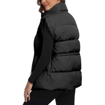 ELLEVEN Womens Puffer Vest Stand Collar Flysleeve Oversized Sleeveless Puffy Quilted Vest Woman Casu...