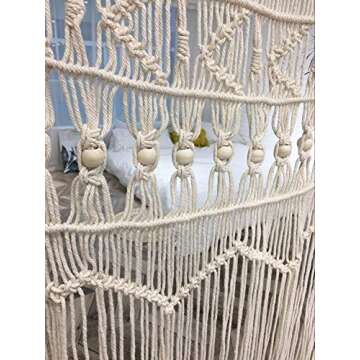 Flber Macrame Curtains for Doorways Boho Windows Macrame Wall Hanging Boho-Inspired Touch Window Curtain,52" Wx56 H