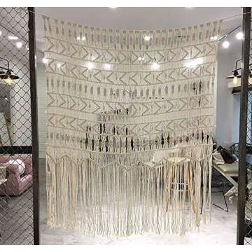 Flber Macrame Curtains for Doorways Boho Windows Macrame Wall Hanging Boho-Inspired Touch Window Curtain,52" Wx56 H
