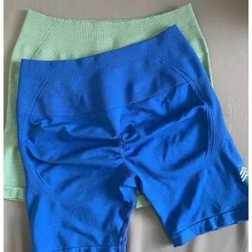 TRYTO Women's Active Easy Effortless Compressive / Stretchy Seamless Scrunch Workout Buttery Soft High Waist Butt Lifting Shorts, Royal Azure, Large