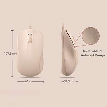 CORN USB Silent Wired Computer Mouse with Easy Click for Office and Home, 1200DPI, Premium and Portable, Compatible with Windows PC, Laptop, Desktop, Notebook (Pink)