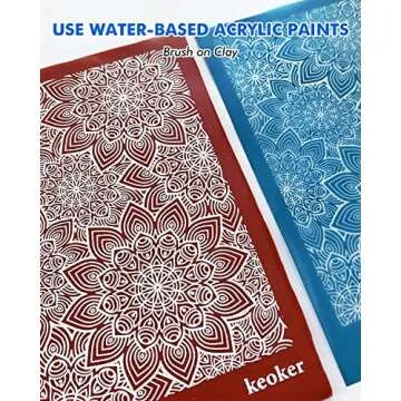 Keoker Boho Silk Screen Stencils for Polymer Clay, 3PCS Aztec Silk Screen for Polymer Clay, for Printing on Jewelry Clay Earrings Decoration, Each 6" X 3.8" (Boho)