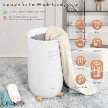 Keenray Towel Warmer for Bathroom, Luxury Towel Warmer Bucket with Timer, LED Display for Time and Temperature, Delay Time Up to 24 Hours, Child Lock, Hot Towel Heater, Gifts for Mom,Dad,Him,Her