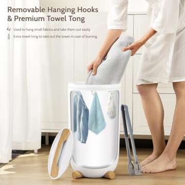 Keenray Towel Warmer for Bathroom, Luxury Towel Warmer Bucket with Timer, LED Display for Time and Temperature, Delay Time Up to 24 Hours, Child Lock, Hot Towel Heater, Gifts for Mom,Dad,Him,Her