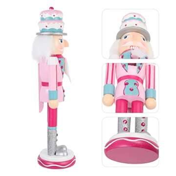 BEOSOFLOY Christmas Nutcracker Decoration Pink Christmas Nutcracker Ornament Xmas Wooden Nutcracker Decor for Chrastmas (style 3)