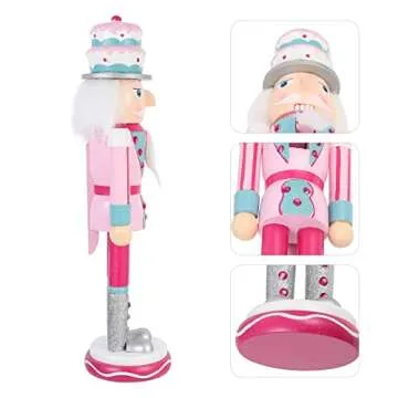 BEOSOFLOY Christmas Nutcracker Decoration Pink Christmas Nutcracker Ornament Xmas Wooden Nutcracker Decor for Chrastmas (style 3)