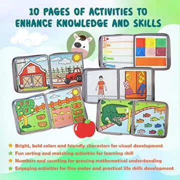 Montessori Quiet Busy Book - Airplane Activity Toy for Toddlers - Car Travel Preschool Road Trip