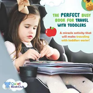 Montessori Quiet Busy Book - Airplane Activity Toy for Toddlers - Car Travel Preschool Road Trip