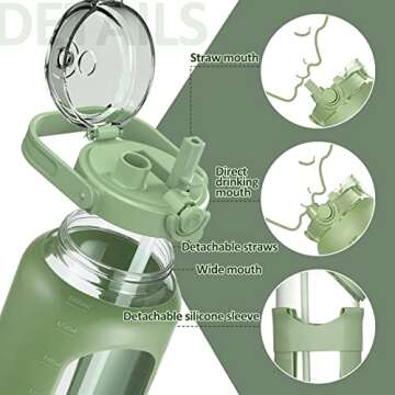 BLUEGO 56oz Glass Water Bottle - Durable, Lockable, and Stylish