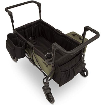Jeep Deluxe Wrangler Stroller Wagon with Cooler Bag and Parent Organizer by Delta Children, Black/Green