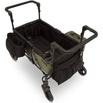 Jeep Deluxe Wrangler Stroller Wagon with Cooler Bag and Parent Organizer by Delta Children, Black/Green