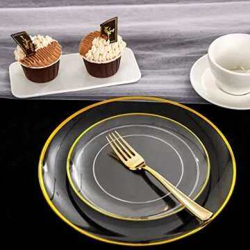 Stylish LIYH Clear Gold Plastic Plates for Every Celebration