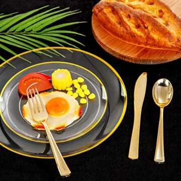 Stylish LIYH Clear Gold Plastic Plates for Every Celebration