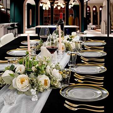 Stylish LIYH Clear Gold Plastic Plates for Every Celebration