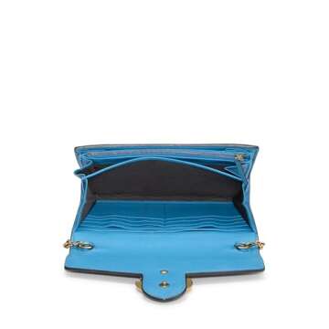 Gucci, Pre-Loved Blue Leather GG Marmont Wallet On Chain (WOC) Mini, Blue