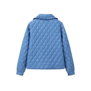 Vimida Women's Quilted Lightweight Jackets Long Sleeve Winter Cropped Cotton Padded Coat Jacket Bow ...