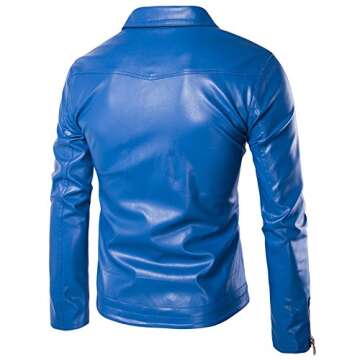 WSLCN Men Chic Moto Jacket Faux Leather Motorcycle Biker Jacket Classic Collar Coat Zip Keep Warm Au...