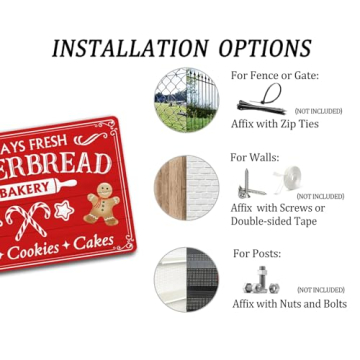 Always Fresh Gingerbread Bakery Tin Sign for Christmas Decor