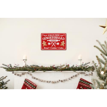 Always Fresh Gingerbread Bakery Tin Sign for Christmas Decor