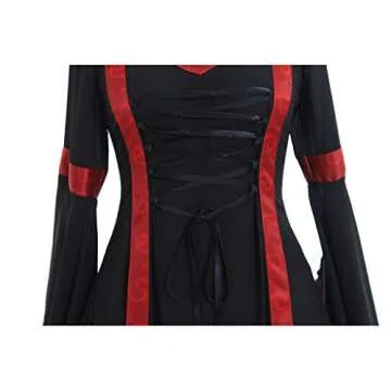 CosplayDiy Women's Gothic Victorian Witch Vampire Dress Medieval Renaissance Hooded Dress Trumpet Sleeves Cosplay Gown