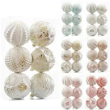 Gold Vintage Rustic Christmas Ball Ornaments，6 PCS Farmhouse Distressed Xmas Hanging Ornaments Shatterproof Antique Traditional Style Christmas Tree Decorations