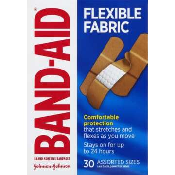 Band-Aid Brand Flexible Fabric Adhesive Bandages, Comfortable Sterile Protection & Wound Care for Mi...