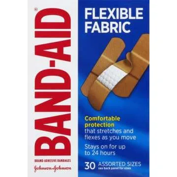 Band-Aid Brand Flexible Fabric Adhesive Bandages, Comfortable Sterile Protection & Wound Care for Mi...