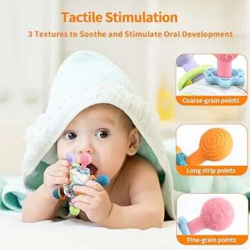 Grabbing Ball Baby Toy,Sensory Teething Teether Toys,Silicone Teething Ring, Motor Skills Toy, Montessori Early Educational Toy, Baby Rattle, Baby Toy for Babies 3-18 Months