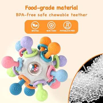 Grabbing Ball Baby Toy,Sensory Teething Teether Toys,Silicone Teething Ring, Motor Skills Toy, Montessori Early Educational Toy, Baby Rattle, Baby Toy for Babies 3-18 Months