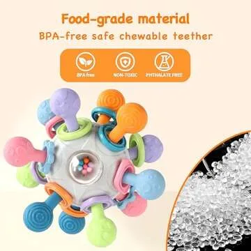 Grabbing Ball Baby Toy,Sensory Teething Teether Toys,Silicone Teething Ring, Motor Skills Toy, Montessori Early Educational Toy, Baby Rattle, Baby Toy for Babies 3-18 Months