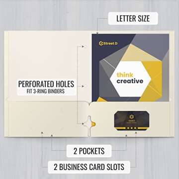 Better Office Products 50-Pack Two Pocket Portfolio Folders - White, Letter Size