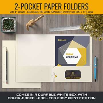 50-Pack White Portfolio Folders for Easy Organization