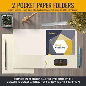 50-Pack White Portfolio Folders for Easy Organization