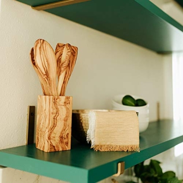 Thirteen Chefs Olive Wood Utensil Holder for Kitchen Tools