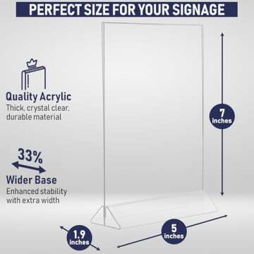 Dasher Products Double-Sided Picture Frame 5x7, 6-Pack Acrylic Clear Frames for Photos, Table Menu S...