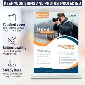 Dasher Products Double-Sided Picture Frame 5x7, 6-Pack Acrylic Clear Frames for Photos, Table Menu Stand, Portrait Ad Display, Bottom-Load Display, and Table Numbers for Weddings or Events