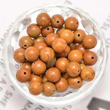 NCB 200pcs 4mm Woodgrain Jasper Loose Beads for Jewelry Making, Natural Semi Precious Beads Round Sm...